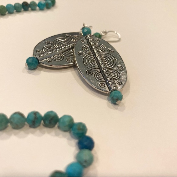 Southwestern Style Turquoise Drop Earrings - Picture 2 of 6